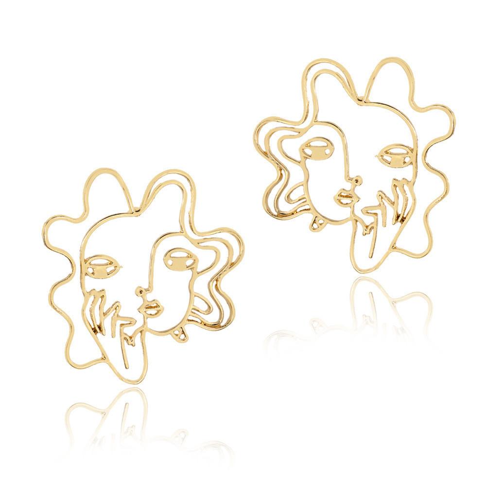 Alloy Trendy Face Earrings Fashionable Geometric Design Street Style Jewelry
