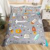 Kids Rocket Duvet Cover Twin Boys Space Planet Theme Bedding Set 3pcs Set Watercolor Spaceship Stars Universe Comforter Cover