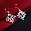 925 Sterling Silver Geometric Pattern Hanging Piercing Earrings Fashionable Wedding Jewelry