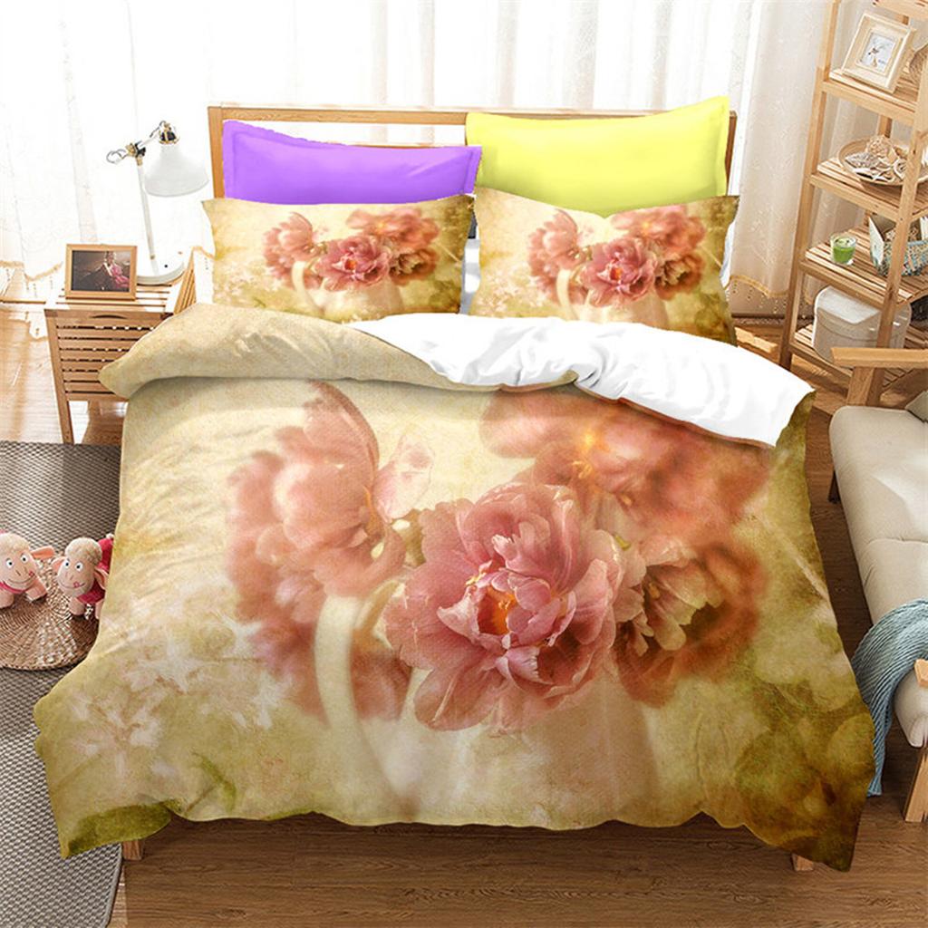Red Rose Romantic Valentine's Day Floral Duvet Cover for Women Girls Valentine's Day Gift Flowers Print Quilt Cover Room Decor