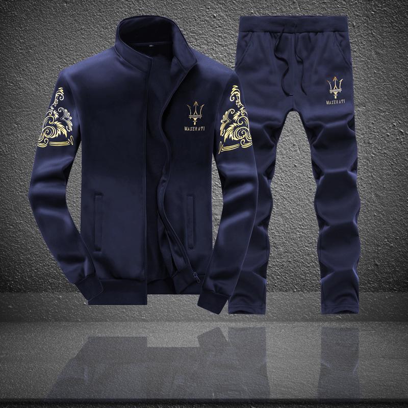 Men's Trendy Autumn/Winter Two-Piece Cardigan Sweatshirt & Casual Sports Pants Set
