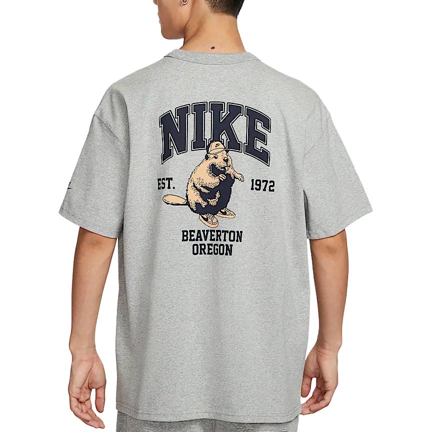 Nike Sportswear Premium Logo Cartoon American Vintage Short Sleeve T-Shirt Men T-Shirts Dark-Gray IH0818063