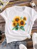 (Asian Size) Short Sleeve T Shirt Lovely Flower Trend 90s Casual Tee Top Fashion Women Clothing Printed O-neck Ladies Female Graphic T-shirts