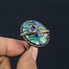 Abalone Shell Gemstone Copper Wire Wrapped Handmade Jewelry Ring For Woman
