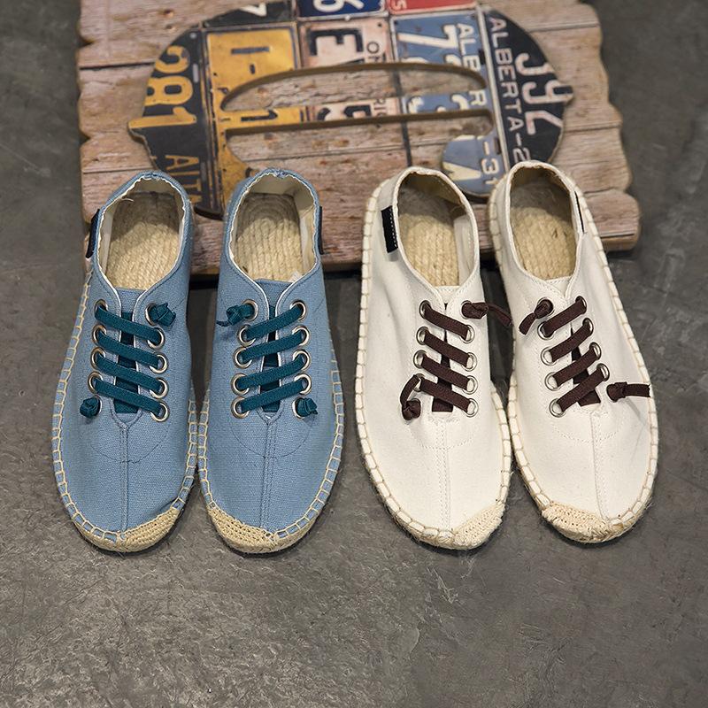 Fashion Men Hemp Fisherman Shoes Brand New Breathable Espadrilles Flats Solid Moccasins Men's Canavs Casual Shoes Men Zapatos De Hombre