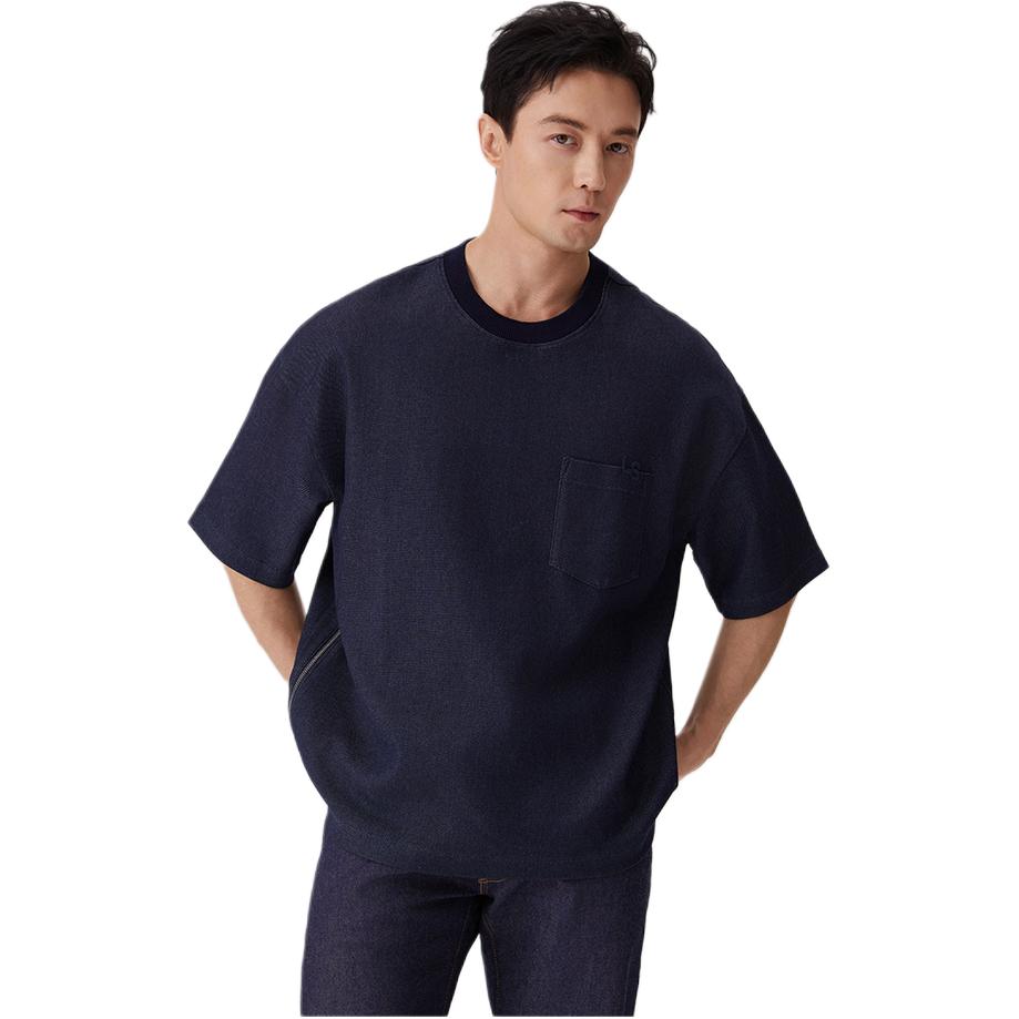 Levis SS25 Chest Pocket Design Denim Round Neck Short Sleeve T-Shirt Men T-Shirt Dark-Blue 003N8-0001