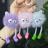 Trendy Plush Soot Sprite Pendant with Elf Ears and Pom-Pom Keychain