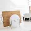 Stainless Steel Pot Lid Holder Modern Heavy Duty Standing Multi-functional Countertop Cutting Board Plate Cutter Storage Rack Organizer Kitchen