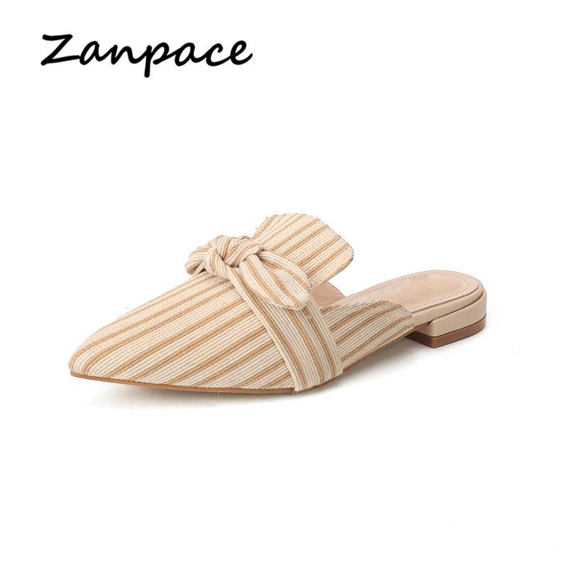 New Flat Women's Slippers 2024 Summer Sandals Fashion Striped Slides Butterfly Indoor Women Flip Flops Plus Size 40 Shoes Women