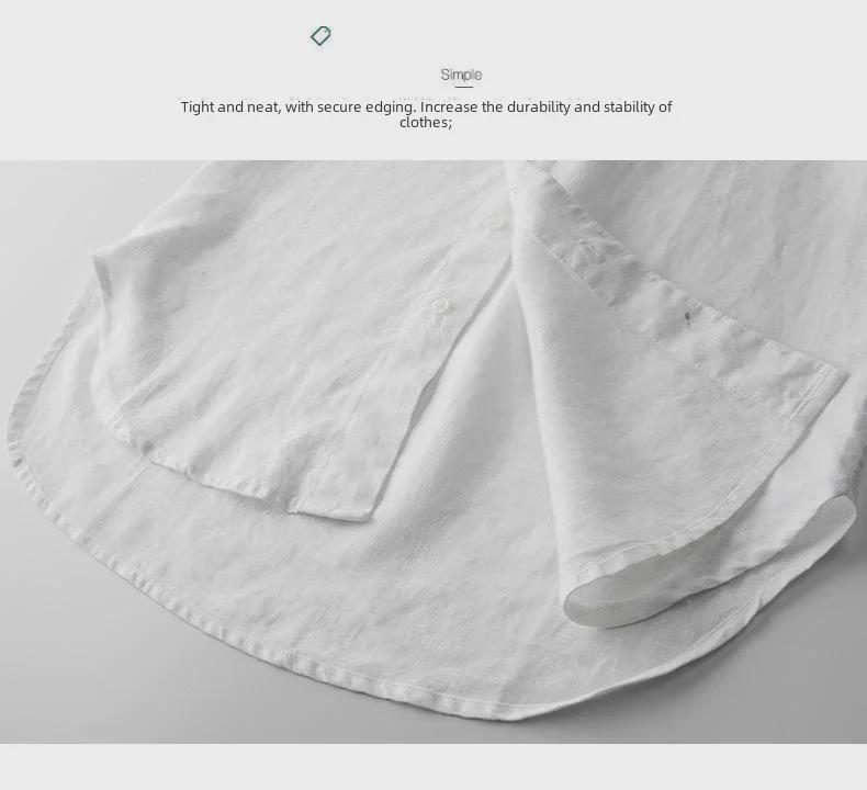 Мужская повседневная белая льняная рубашка - дышащая, свободного кроя, рукав три четверти