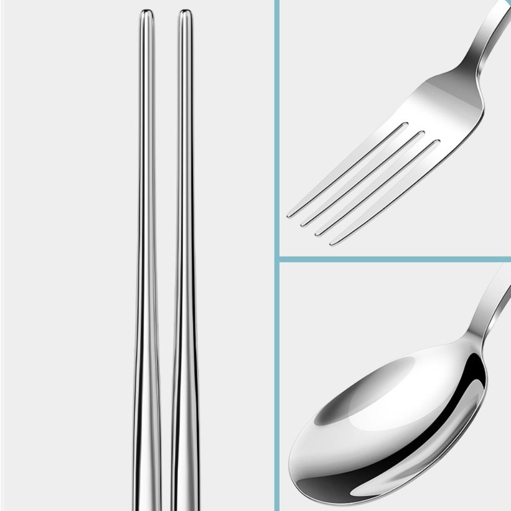 Built-in Silent Slot Student Flatware Set Magnetic Design Fork Spoon Chopsticks Set  Camping