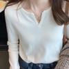 V-neck Long-sleeved Knitted Base Layer, A New Autumn and Winter Style, with A Slimming Inner Sweater