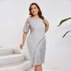 Plus Size Women's Summer Embroidered Lace Patchwork Tailored Dress Cover Buttock Dress
