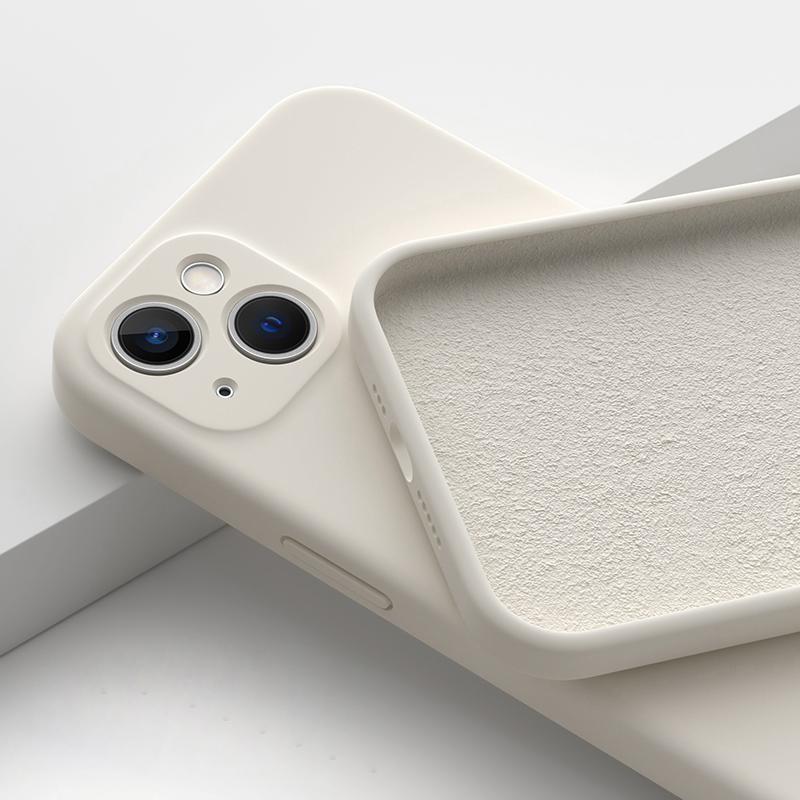 Color Dark Purple Square Liquid Silicone Phone Case For iPhone 15 14 13 12 Pro Max Mini 14 Plus Full X XS MAX 6 6S 7 8 SE 2022 Protection Cover