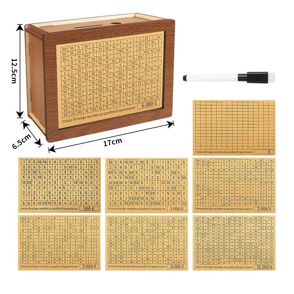 Wooden Money Box with Counter Money Piggy Bank Cash Coin Saving Box