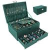 Jewelry Box Organizer for Women Girls, 3-Layer Jewelry Organizer with Lock and Drawer, Portable Jewellery Holder for Earring Rings Necklaces Bracelets