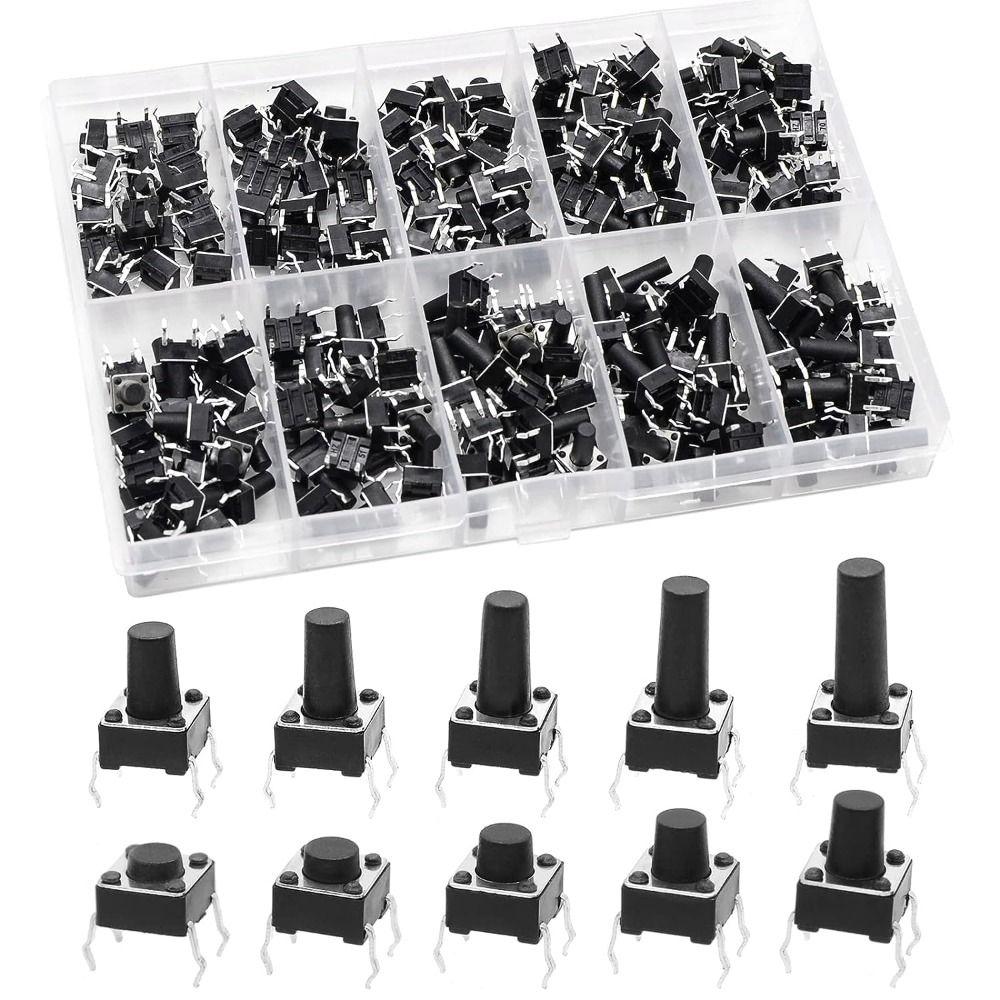 200Pcs 6x6 Mm Tactile Push Button 4 Pin Pushbutton Switches Electronic Circuit Board