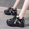 Women's 2024 Hidden Heel Leather Dad Sneakers - New Summer Casual Thick Sole, Petite European Style.