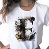 New Women T Shirt Custom Name Letter Combination Print Tshirt Flower Letter Font A B C D E F G Short Sleeve Female Tees Tops