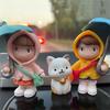 Cute Umbrella Couple Car Interior Decoration Action Figures Auto Rearview Mirror Dashboard Ornaments For Car Accessories