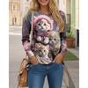 Autumn Women's T Shirt Funny Kitten Graphic Print Female Clothing Cat Tops Street Casual Crew Neck Long Sleeve T-shirt