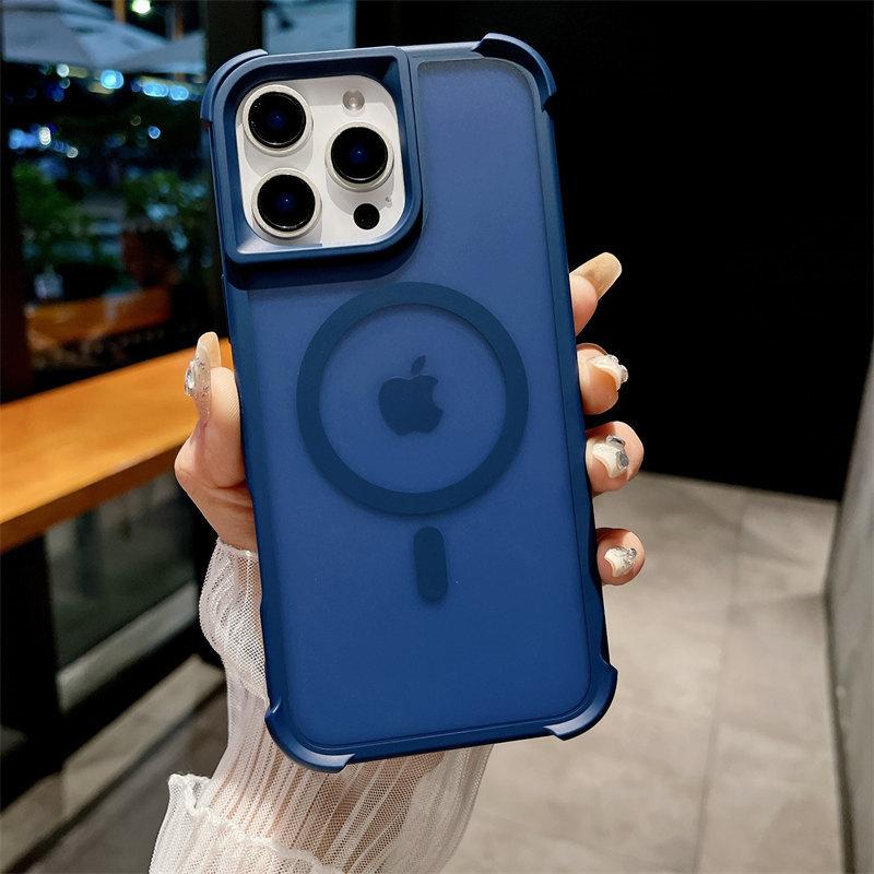 Magnetic Luxury Matte Fall Prevention Armor Shockproof Case For iPhone 16 15 14 13 12 Pro Max Wireless Charge For Magsafe Cover