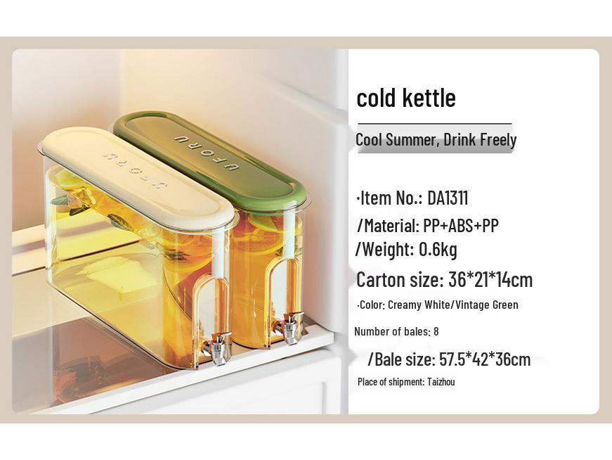 Compact High-Capacity Fridge Kettle with Faucet for Juice, Tea, or Cold Brew