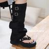 Women's Sandal Boots Toe Clip Platform Sole Belt Buckle Sandal Boots Personality Two Ways To Wear Designer Zapatillas De Mujer
