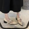 French Retro Mary Jane Thick-heeled Single Shoes Women's 2025 New Temperament Pointed One-word Buckle with Small Fragrant High Heels