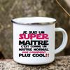 Merci Maitre Printed Mug Creative Coffee Tea Cups Drinks Water Cup Enamel Mugs School Home Retro Handle Drinkware Teacher Gifts