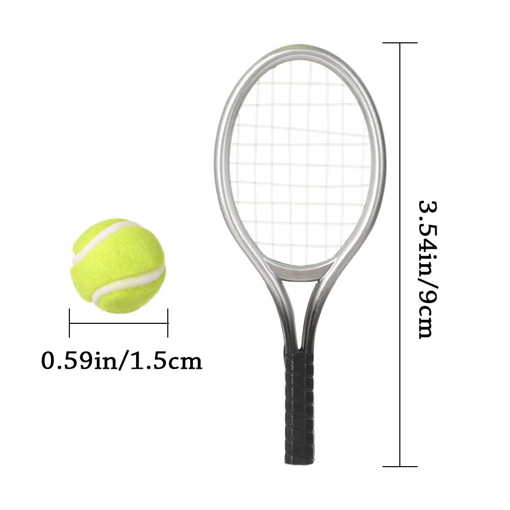 Garden Gift Sport Tennis Model Miniature Tennis Racket Mini Tennis Racket&Ball Doll House Tennis