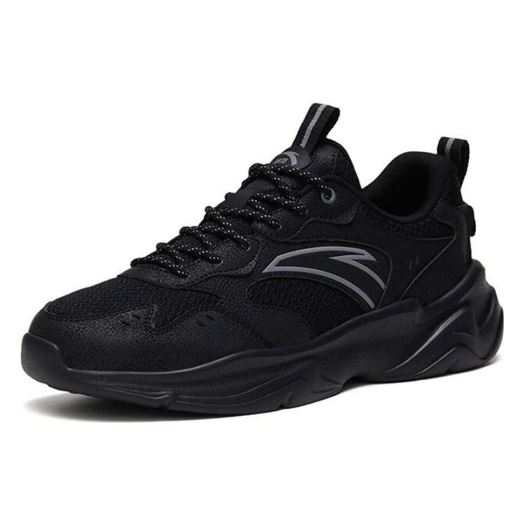 Anta Synthetic Leather Shock Absorbing Non-Slip Wear-Resistant Lightweight Low-Top Sports Casual Shoes Men Sneakers Black 912518852-3