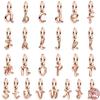 New 925 Sterling Silver Rose Gold Series Letter Beaded Pendant Fit Original Pandora Bracelet Diy Exquisite Jewelry Gift