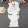 Autumn Winter Women Elegant Turn-down Collar Knitted Sweater Long Maxi Sheath Dresses