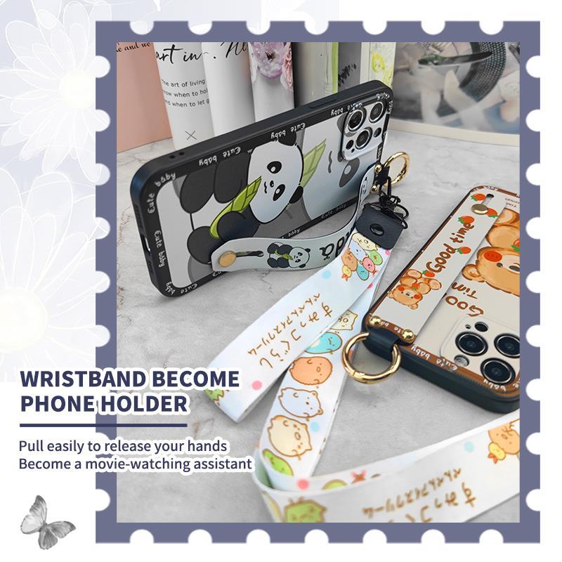 Wrist Strap Dirt-resistant Phone Case For Nokia 5.4 Back Cover Durable Wristband Silicone Soft Case Protective Cartoon