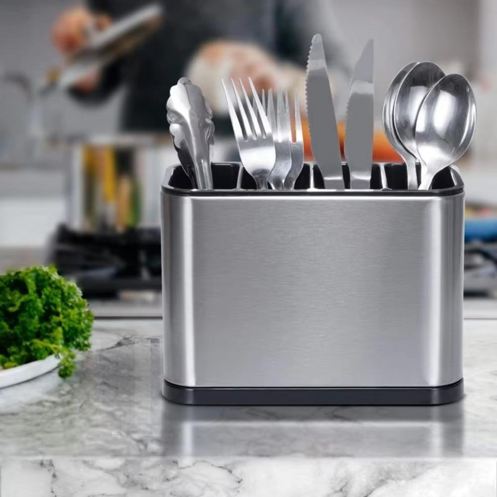 Multifunctional Kitchen Utensil Holder Stainless Steel Spoon Fork Chopstick Holder