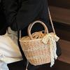 Новая плетеная сумка женская весенняя нишевая дизайнерская портативная сумка-ведро кроссбоди на плечо соломенная сумка