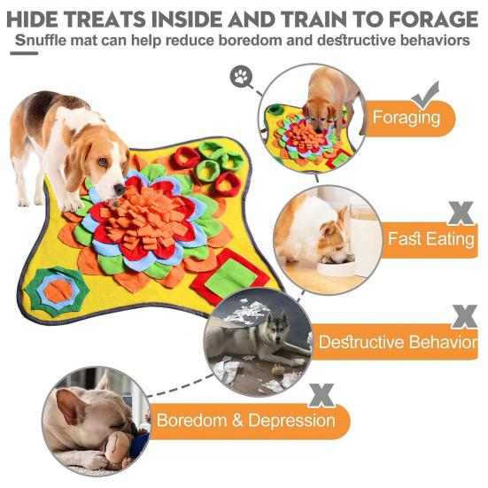 Pet Smelling Pad with Anti-Slip Bottom Advanced Foraging Sniffing Mat Bright Color Slow-Food Exercise Mat Multi-layer Pet Mat