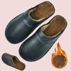 Winter Warm Luxury Cow Split Leather Handmade Men Home Slippers Slip On Soft Comfortable Bedroom Indoor Flat Men Women Padded Warm Slippers Shoes