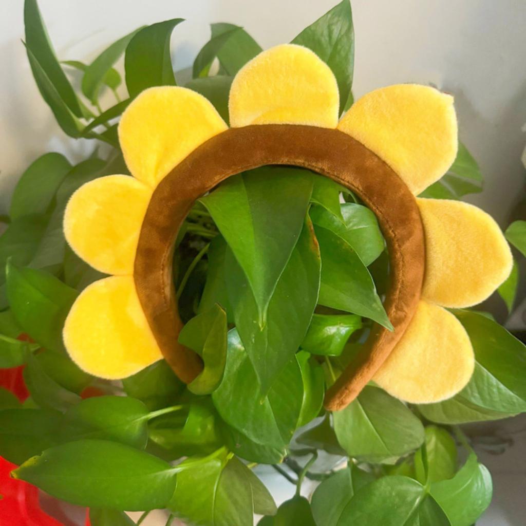 Plush Sunflower Hairhoop for Adult Teens Theme Party 3D Flower Headwear Women Face Washing Hairband Music Festival Props