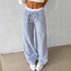 2025 New Amazon European and American Cross-border Women's Fashion Stripe Plaid Insert Color Loose Wide Leg Pants Casual Pants