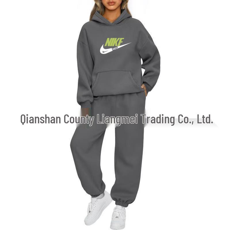 Unisex Solid Color Hooded Sweatshirt Set - Casual Spring/Autumn Two-Piece Tracksuit 2025