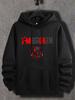 Men's "I'm Broken" Graphic Hoodie with Kangaroo Pocket Black Casual Streetwear for Fall Winter Warm and Comfortable
