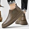 Fashion New Casual Leather Mens Chelsea Boots Fashion Brand Male Motorcycle Boots Comfortable Men High Top Shoes Handmade Elegant Botas