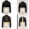 Kids Girls Demon Singer Leader Dancewear 2 Piece Set Sequins Jacket Crop Top with Shorts Concert Outfit