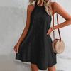 Summer Dress Solid Color Versatile Comfy Fashion Sweet Floral Pattern Halter Party Streetwear