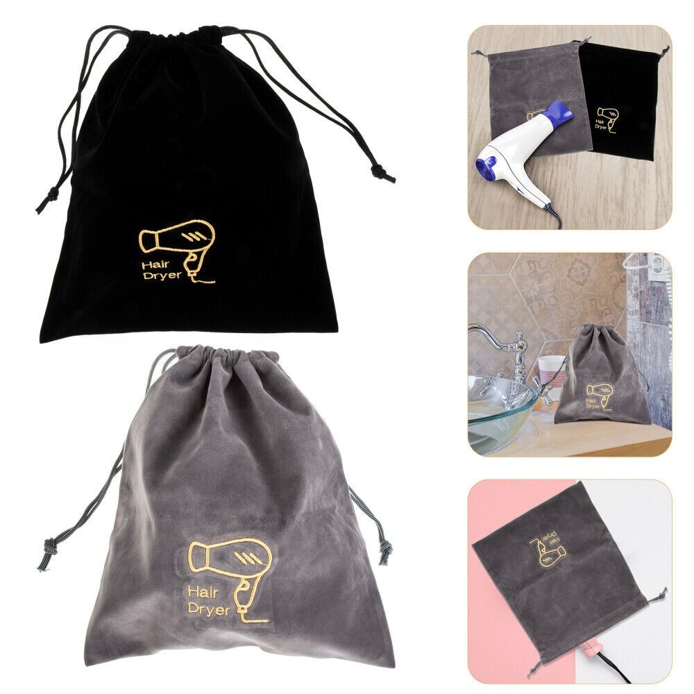 Velvet Bag for Jewellery Travel Toiletry Carry Pouch Hair Dryer Pouch Hair Dryer Drawstring Bag