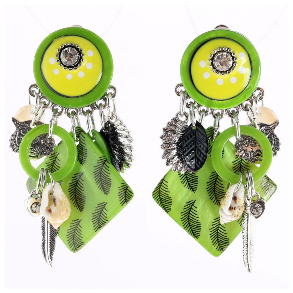 Les Trésors De Lily [R6193] - Green 'Lilipoupettes' Designer Clips - 60x35 Mm