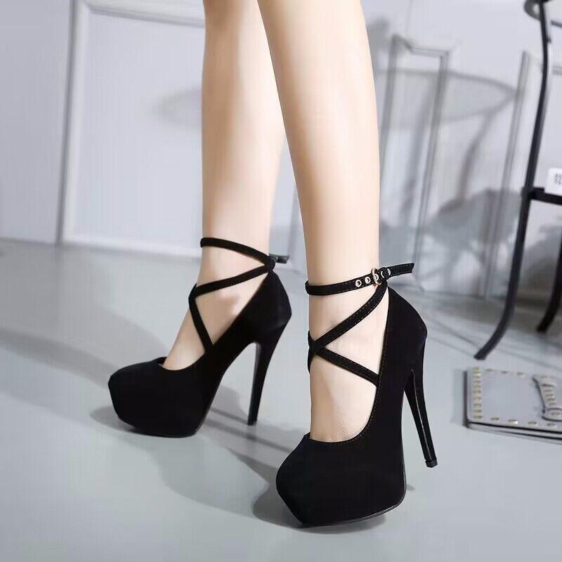 Fashion 2024Sexy Classic High Heels Women's Sandals Summer Shoes Ladies Strappy Pumps Platform Heels Woman Ankle Strap Shoes