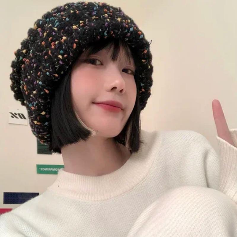 New Women's Autumn and Winter Outdoor Knitted Hats Warm Big Head Circumference Cold-proof Wild